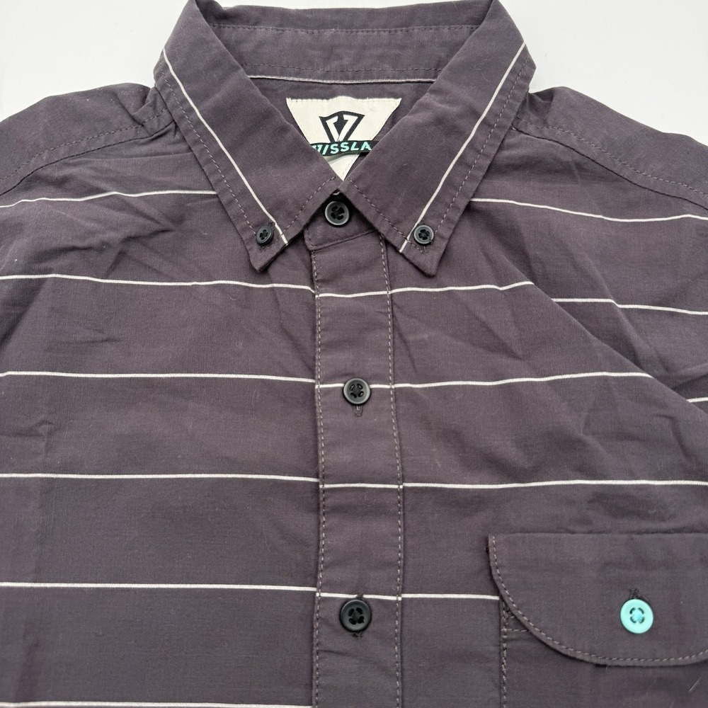 Vissla Men's Short Sleeve Button‎ Down Brown Small Pocket Cotton Surf